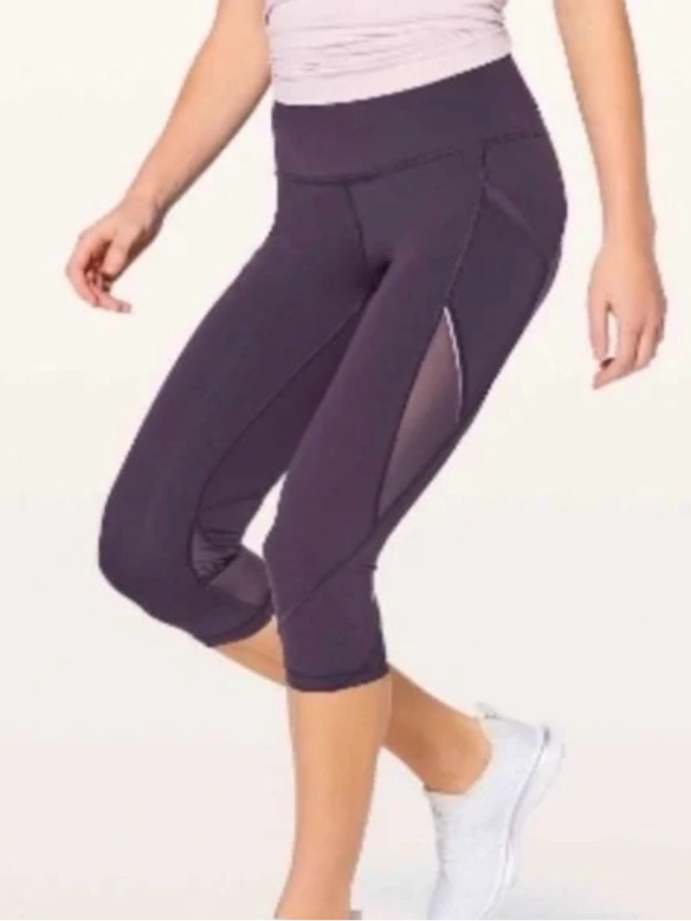 lululemon athletica Deep Purple Cropped Leggings with Mesh Panels